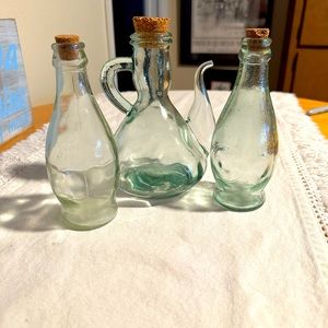 Vidrios San Miguel Vtg RARE Oil Pitcher Recycled Art Glass Hand Made Spain Blue